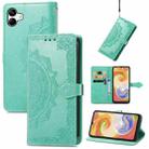 For Samsung Galaxy A04 Mandala Flower Embossed Leather Phone Case(Green) - 1