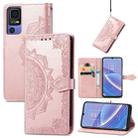 For TCL 40 SE Mandala Flower Embossed Leather Phone Case(Rose Gold) - 1