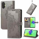 For Tecno Spark 9 Pro Mandala Flower Embossed Leather Phone Case(Gray) - 1