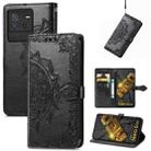 For vivo iQOO Neo 6 Mandala Flower Embossed Leather Phone Case(Black) - 1