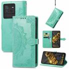 For vivo iQOO Neo 6 Mandala Flower Embossed Leather Phone Case(Green) - 1