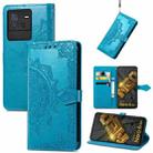 For vivo iQOO Neo 6 Mandala Flower Embossed Leather Phone Case(Blue) - 1