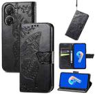 For Asus Zenfone 9 Butterfly Love Flower Embossed Leather Phone Case(Black) - 1