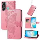 For Infinix Hot 12 Pro Butterfly Love Flower Embossed Leather Phone Case(Pink) - 1