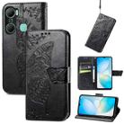 For Infinix Hot 12 Pro Butterfly Love Flower Embossed Leather Phone Case(Black) - 1