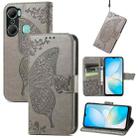 For Infinix Hot 12 Pro Butterfly Love Flower Embossed Leather Phone Case(Gray) - 1