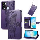For Infinix Hot 12i Butterfly Love Flower Embossed Leather Phone Case(Purple) - 1