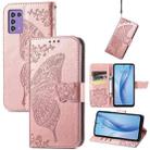 For ZTE Libero 5G III Butterfly Love Flower Embossed Leather Phone Case(Rose Gold) - 1