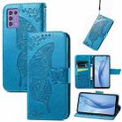 For ZTE Libero 5G III Butterfly Love Flower Embossed Leather Phone Case(Blue) - 1