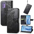 For ZTE Libero 5G III Butterfly Love Flower Embossed Leather Phone Case(Black) - 1
