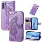 For ZTE Libero 5G III Butterfly Love Flower Embossed Leather Phone Case(Lavender) - 1