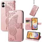 For Samsung Galaxy A04 Butterfly Love Flower Embossed Leather Phone Case(Rose Gold) - 1