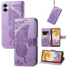For Samsung Galaxy A04 Butterfly Love Flower Embossed Leather Phone Case(Lavender) - 1