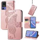 For TCL 40 SE Butterfly Love Flower Embossed Leather Phone Case(Rose Gold) - 1