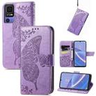 For TCL 40 SE Butterfly Love Flower Embossed Leather Phone Case(Lavender) - 1