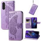 For Tecno Pova 3 Butterfly Love Flower Embossed Leather Phone Case(Lavender) - 1