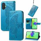 For Tecno Spark 9 Pro Butterfly Love Flower Embossed Leather Phone Case(Blue) - 1