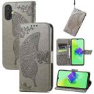 For Tecno Spark 9 Pro Butterfly Love Flower Embossed Leather Phone Case(Gray) - 1