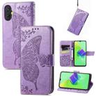 For Tecno Spark 9 Pro Butterfly Love Flower Embossed Leather Phone Case(Lavender) - 1