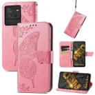 For vivo iQOO Neo 6 Butterfly Love Flower Embossed Leather Phone Case(Pink) - 1