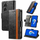 For Asus Zenfone 9 CaseNeo Splicing Dual Magnetic Buckle Leather Phone Case(Black) - 1