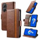 For Asus Zenfone 9 CaseNeo Splicing Dual Magnetic Buckle Leather Phone Case(Brown) - 1