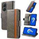 For Asus Zenfone 9 CaseNeo Splicing Dual Magnetic Buckle Leather Phone Case(Gray) - 1