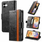 For Samsung Galaxy A04 CaseNeo Splicing Dual Magnetic Buckle Leather Phone Case(Black) - 1