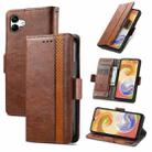 For Samsung Galaxy A04 CaseNeo Splicing Dual Magnetic Buckle Leather Phone Case(Brown) - 1