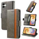 For Samsung Galaxy A04 CaseNeo Splicing Dual Magnetic Buckle Leather Phone Case(Gray) - 1