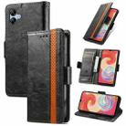 For Samsung Galaxy A04e CaseNeo Splicing Dual Magnetic Buckle Leather Phone Case(Black) - 1