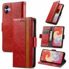 For Samsung Galaxy A04e CaseNeo Splicing Dual Magnetic Buckle Leather Phone Case(Red) - 1