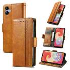 For Samsung Galaxy A04e CaseNeo Splicing Dual Magnetic Buckle Leather Phone Case(Khaki) - 1