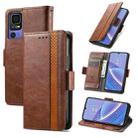 For TCL 40 SE CaseNeo Splicing Dual Magnetic Buckle Leather Phone Case(Brown) - 1