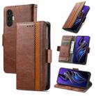 For Tecno Pova 3 CaseNeo Splicing Dual Magnetic Buckle Leather Phone Case(Brown) - 1