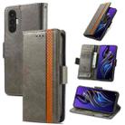For Tecno Pova 3 CaseNeo Splicing Dual Magnetic Buckle Leather Phone Case(Gray) - 1