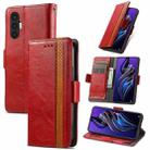 For Tecno Pova 3 CaseNeo Splicing Dual Magnetic Buckle Leather Phone Case(Red) - 1