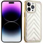 For iPhone 14 Pro Max Suteni Plating Leather Soft TPU Phone Case(White) - 1