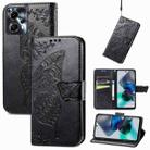 For Motorola Moto G23 Butterfly Love Flower Embossed Flip Leather Phone Case(Black) - 1