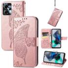 For Motorola Moto G23 Butterfly Love Flower Embossed Flip Leather Phone Case(Rose Gold) - 1