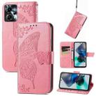 For Motorola Moto G23 Butterfly Love Flower Embossed Flip Leather Phone Case(Pink) - 1