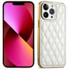 For iPhone 13 Suteni Electroplated Rhombus Grid Leather Soft TPU Phone Case(White) - 1