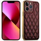 For iPhone 13 Suteni Electroplated Rhombus Grid Leather Soft TPU Phone Case(Purple) - 1