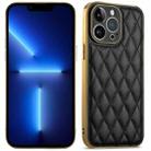 For iPhone 13 Pro Suteni Electroplated Rhombus Grid Leather Soft TPU Phone Case(Black) - 1