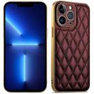 For iPhone 13 Pro Suteni Electroplated Rhombus Grid Leather Soft TPU Phone Case(Purple) - 1