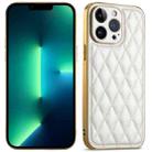For iPhone 13 Pro Max Suteni Electroplated Rhombus Grid Leather Soft TPU Phone Case(White) - 1