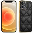 For iPhone 12 Suteni Electroplated Rattan Grid Leather Soft TPU Phone Case(Black) - 1