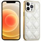 For iPhone 12 Suteni Electroplated Rattan Grid Leather Soft TPU Phone Case(White) - 1