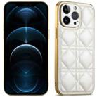 For iPhone 12 Pro Max Suteni Electroplated Rattan Grid Leather Soft TPU Phone Case(White) - 1