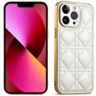 For iPhone 13 Suteni Electroplated Rattan Grid Leather Soft TPU Phone Case(White) - 1